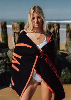 Serviette de bain WIPE - ORANGE FLUO & NOIR