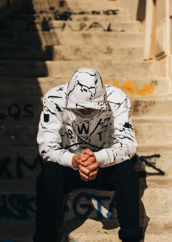 Sweat à capuche SPRAY - MINIMAL CAMO WHITE
