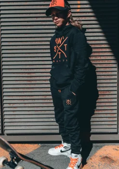 Sweat à capuche SPRAY Junior - NOIR / ORANGE FLUO