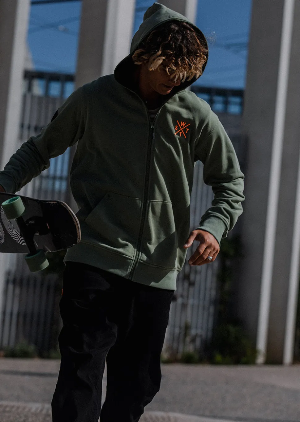 Sweat zip à capuche Blunt - Olive