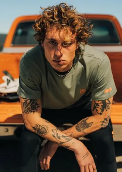 T-shirt WATTS01 - OLIVE / ORANGE