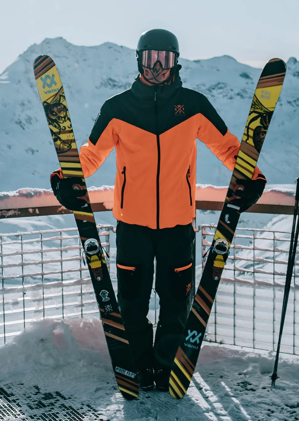 Veste de ski Storm - Orange Fluo et Vert Sapin
