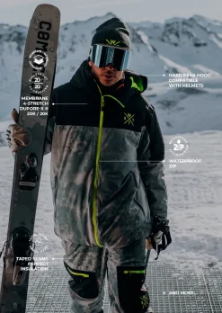 Veste de ski X-Gamma - Gris Tie and Dye et Vert Fluo