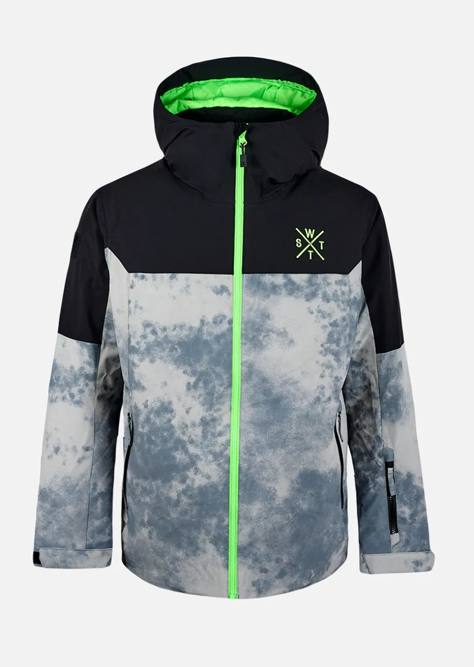 Veste de ski X-Gamma - Gris Tie and Dye et Vert Fluo