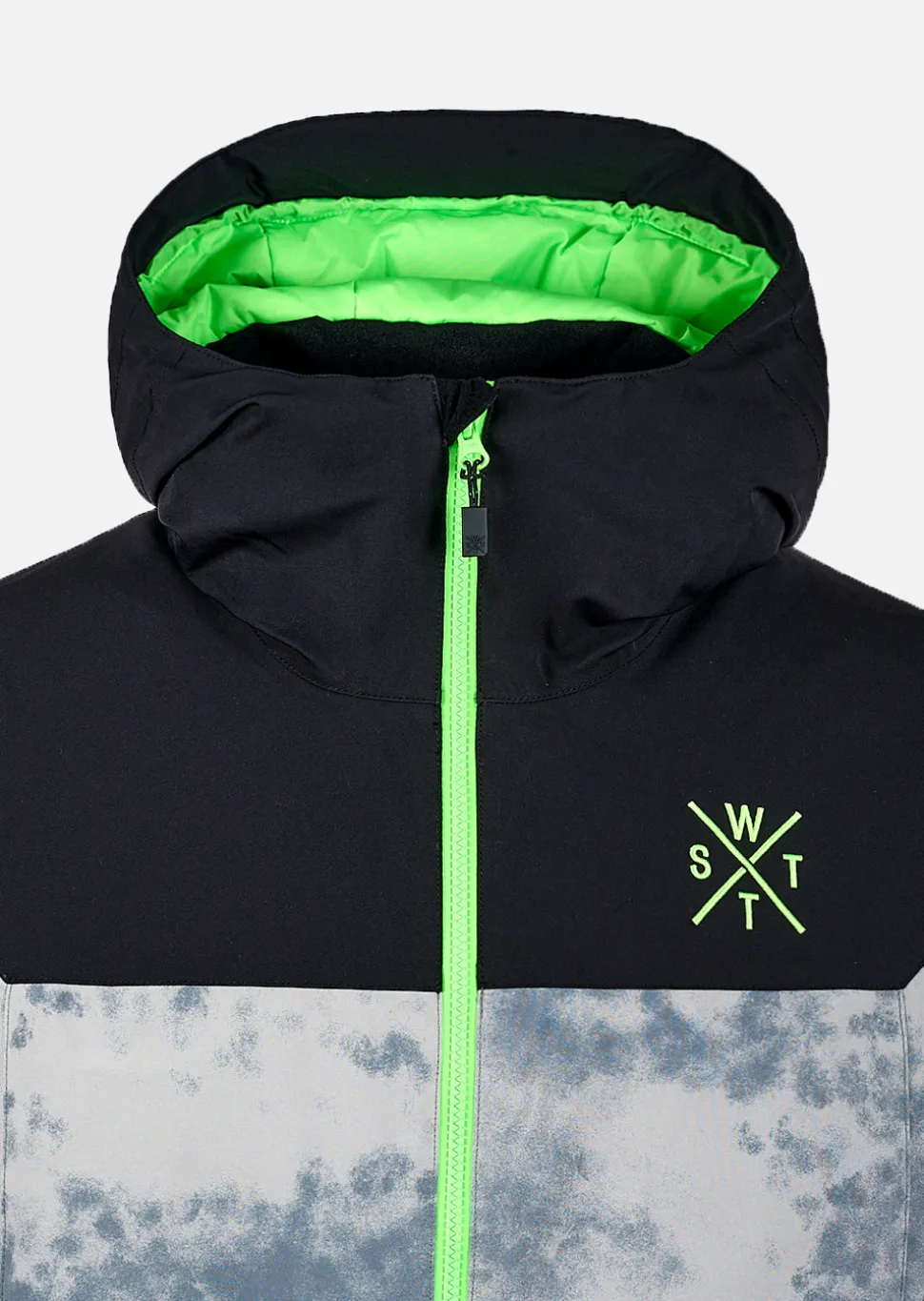 Veste de ski X-Gamma - Gris Tie and Dye et Vert Fluo