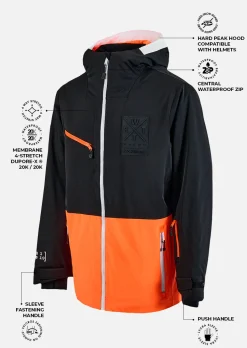 Veste de ski X-Temper junior - Noir et Orange fluo