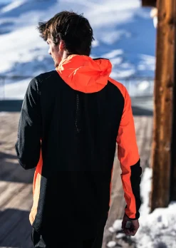 Veste sous-couche technique X-Powder Noir et Orange Fluo