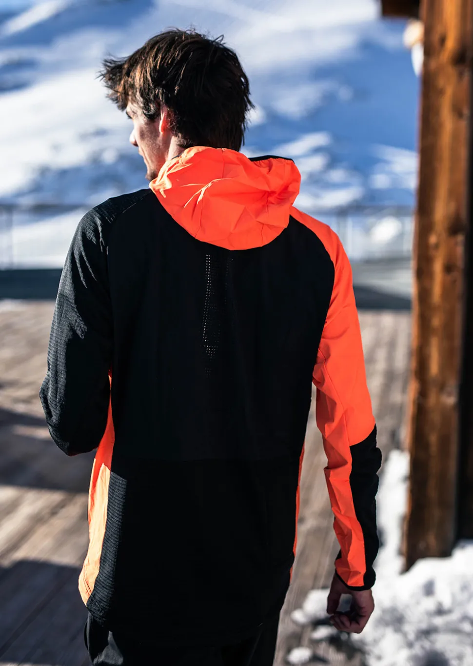 Veste sous-couche technique X-Powder Noir et Orange Fluo